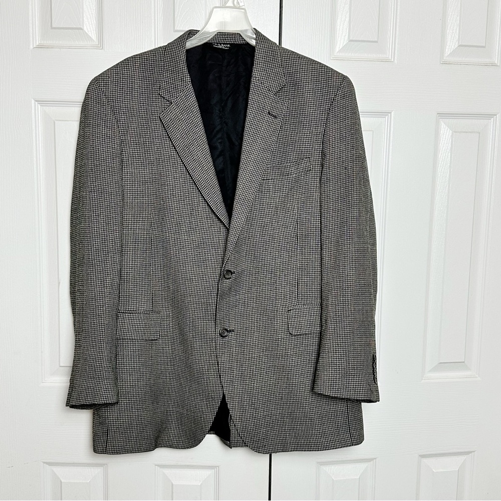 Joseph A Bank Silk Wool Houndstooth Suit Jacket Blazer Sport Coat Academia 44L - Picture 1 of 7